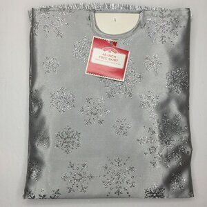 Holiday Time 48" Christmas Tree Skirt Silver Snowflake Fringe Holiday Home Decor